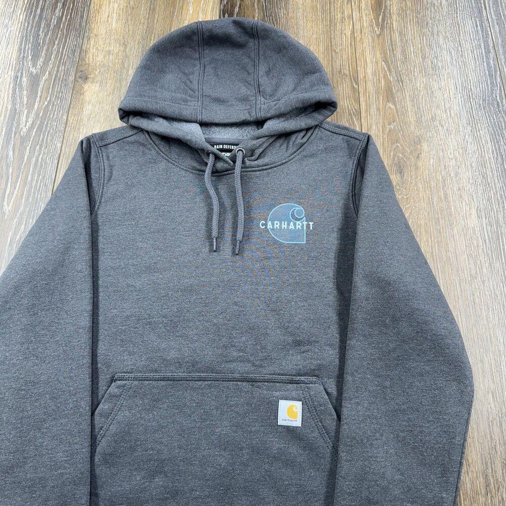 Carhartt Hoodie Womens S Gray Sweatshirt Workwear Spellout Logo Pullover Sweater